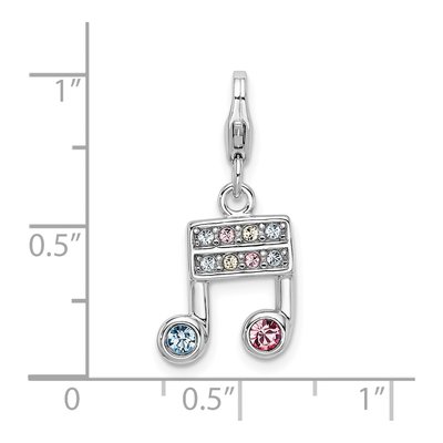 Sterling Silver Crystal Music Note Charm – view 5