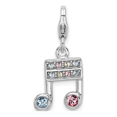 Sterling Silver Crystal Music Note Charm