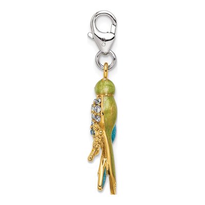 Gold-Plated Sterling Silver Crystal Love Birds Charm – view 3