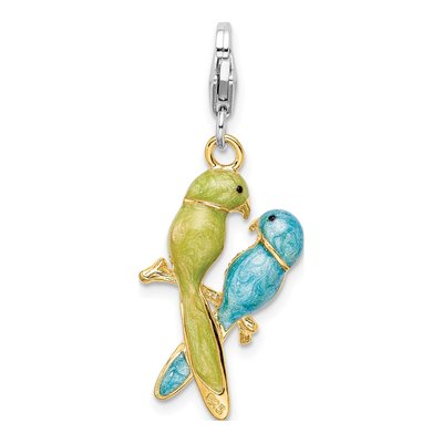 Gold-Plated Sterling Silver Crystal Love Birds Charm – view 4