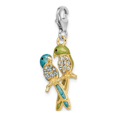 Gold-Plated Sterling Silver Crystal Love Birds Charm – view 5