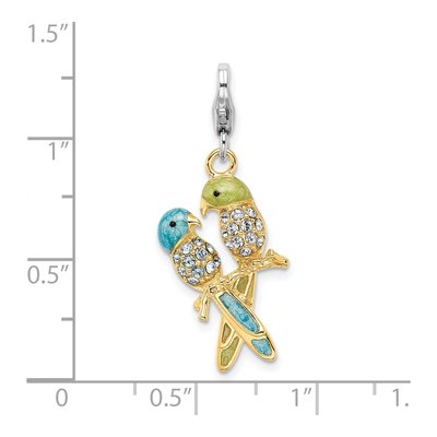 Gold-Plated Sterling Silver Crystal Love Birds Charm – view 6