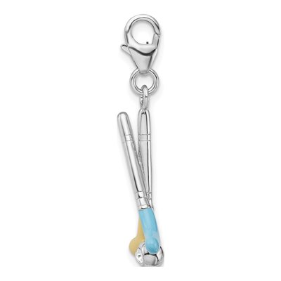Sterling Silver Crystal Golf Clubs Charm – view 3