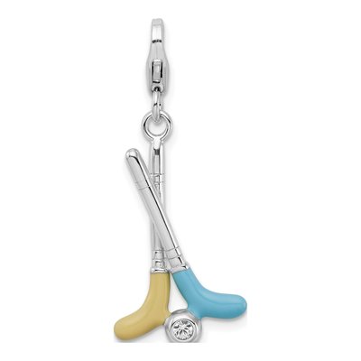 Sterling Silver Crystal Golf Clubs Charm