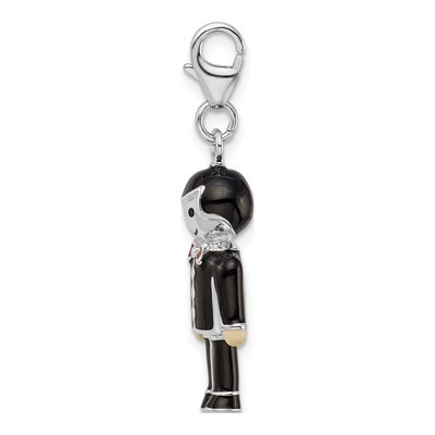 Sterling Silver Rhodium-Plated W/ Lobster Clasp Black Enamel Groom Charm – view 3