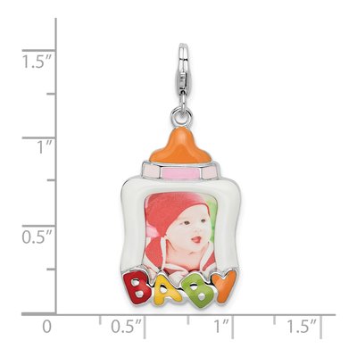 Sterling Silver Enameled Baby Picture Frame Charm – view 5