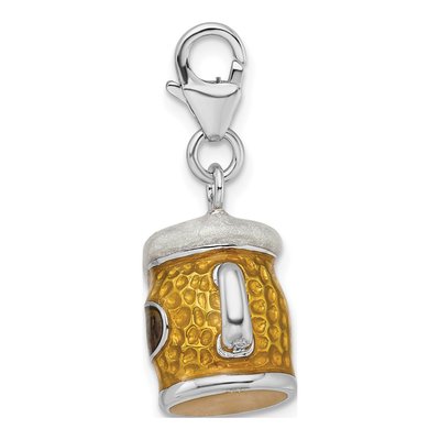 Sterling Silver 3-D Enamel Beer Mug Charm – view 3