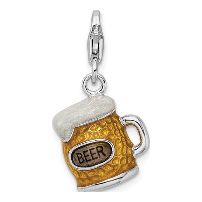 Sterling Silver 3-D Enamel Beer Mug Charm