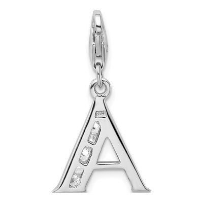 Sterling Silver CZ Letter A Charm – view 4