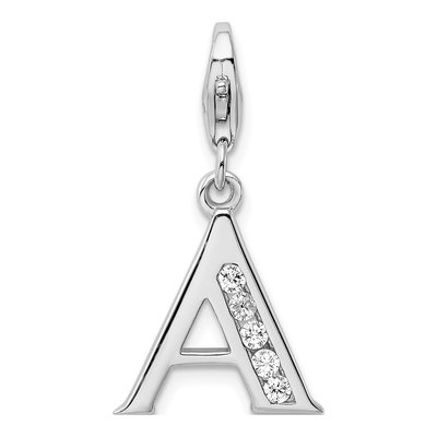 Sterling Silver CZ Letter A Charm