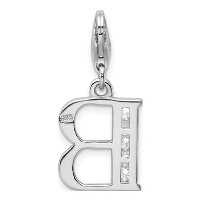 Sterling Silver CZ Letter B Charm – view 4