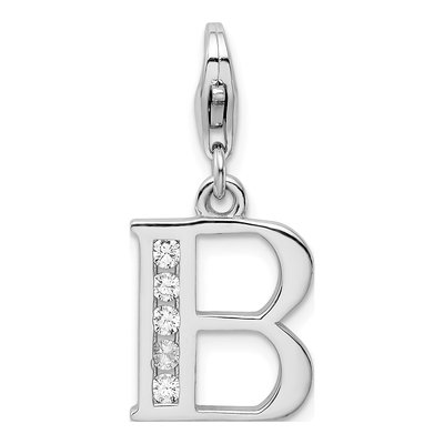 Sterling Silver CZ Letter B Charm