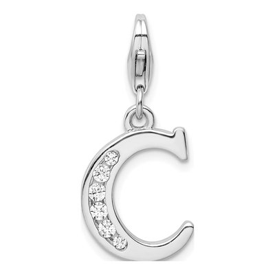 Sterling Silver CZ Letter C Charm