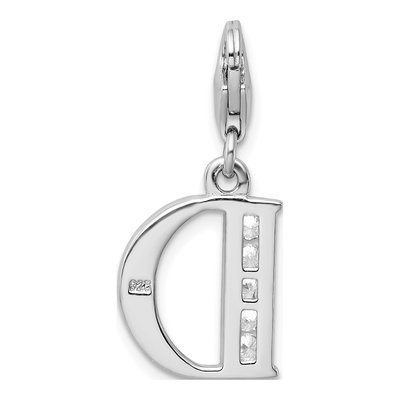 Sterling Silver CZ Letter D Charm – view 4