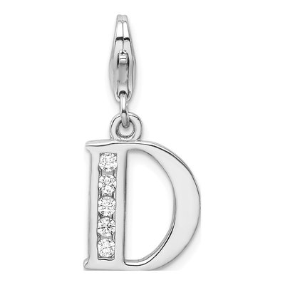 Sterling Silver CZ Letter D Charm