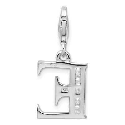 Sterling Silver CZ Letter E Charm – view 4