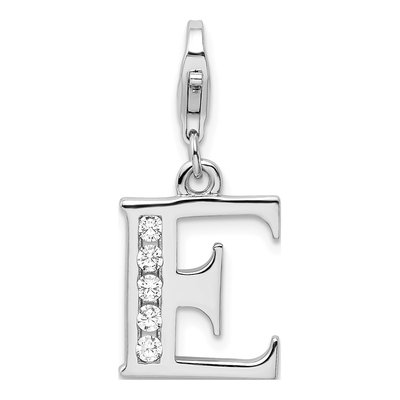 Sterling Silver CZ Letter E Charm