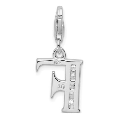 Sterling Silver CZ Letter F Charm – view 4