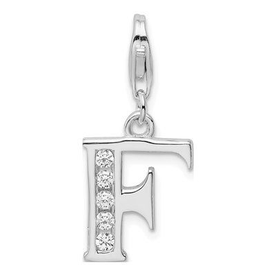 Sterling Silver CZ Letter F Charm