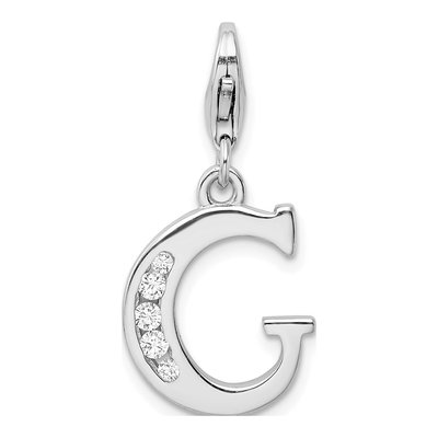 Sterling Silver CZ Letter G Charm