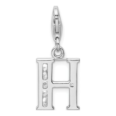 Sterling Silver CZ Letter H Charm – view 4