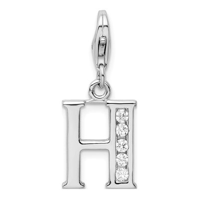 Sterling Silver CZ Letter H Charm