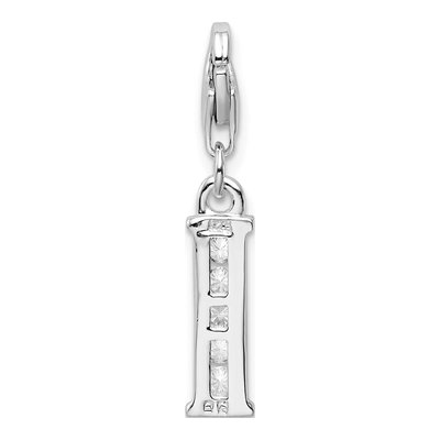 Sterling Silver CZ Letter I Charm – view 4