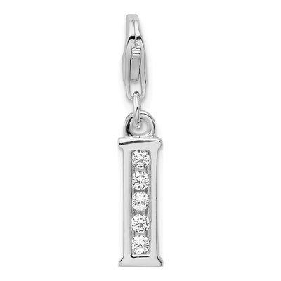 Sterling Silver CZ Letter I Charm