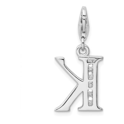 Sterling Silver CZ Letter K Charm – view 4