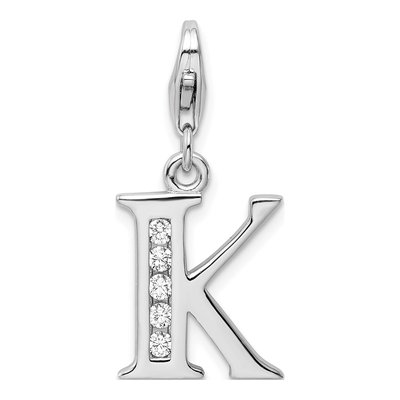 Sterling Silver CZ Letter K Charm