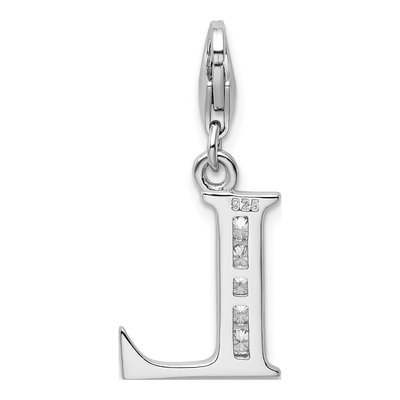 Sterling Silver CZ Letter L Charm – view 4