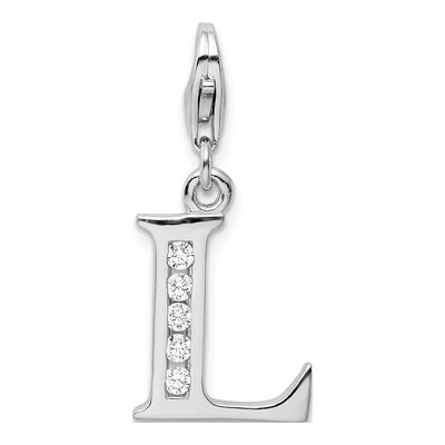 Sterling Silver CZ Letter L Charm