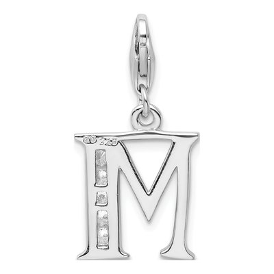Sterling Silver CZ Letter M Charm – view 4