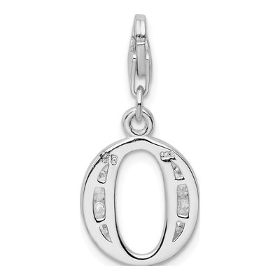 Sterling Silver CZ Letter O Charm – view 4