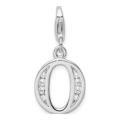 Sterling Silver CZ Letter O Charm
