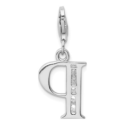Sterling Silver CZ Letter P Charm – view 4