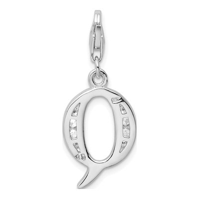 Sterling Silver CZ Letter Q Charm – view 4