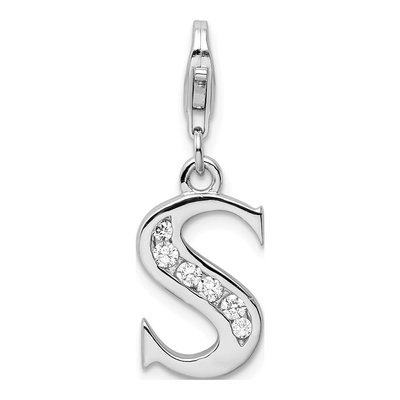 Sterling Silver CZ Letter S Charm