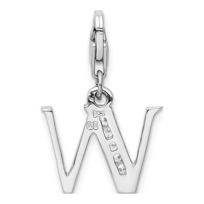 Sterling Silver CZ Letter W Charm – view 4