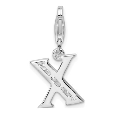 Sterling Silver CZ Letter X Charm – view 4