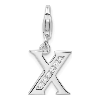 Sterling Silver CZ Letter X Charm
