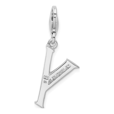 Sterling Silver CZ Letter Y Charm – view 4