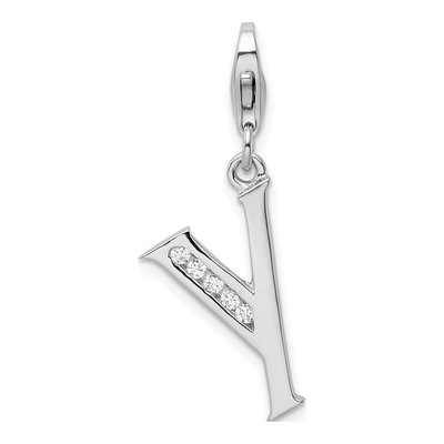 Sterling Silver CZ Letter Y Charm