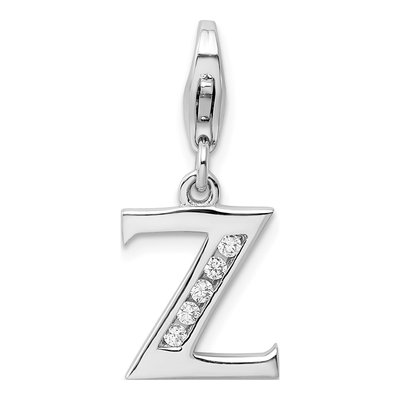 Sterling Silver CZ Letter Z Charm