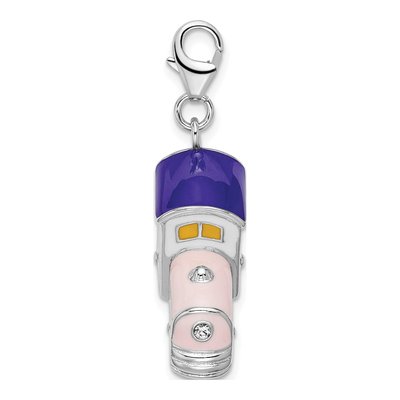 Sterling Silver 3-D Enameled Train Charm – view 3