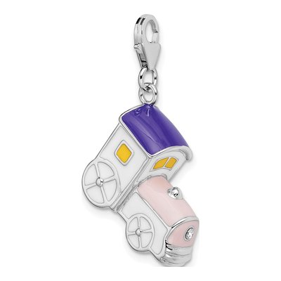 Sterling Silver 3-D Enameled Train Charm – view 5