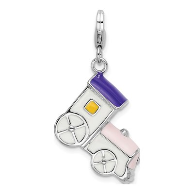 Sterling Silver 3-D Enameled Train Charm