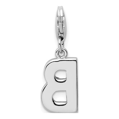 Sterling Silver CZ Letter B Charm – view 4