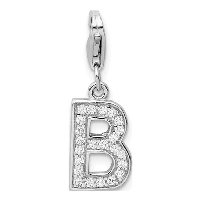Sterling Silver CZ Letter B Charm