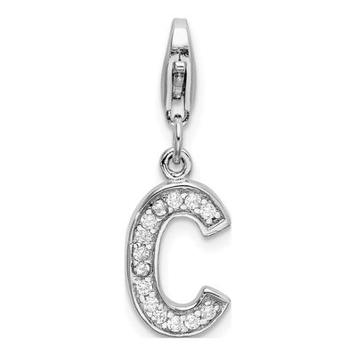 Sterling Silver CZ Letter C Charm